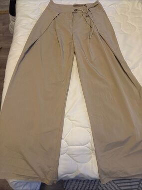 Asymmetrical, overlap drape casual pants